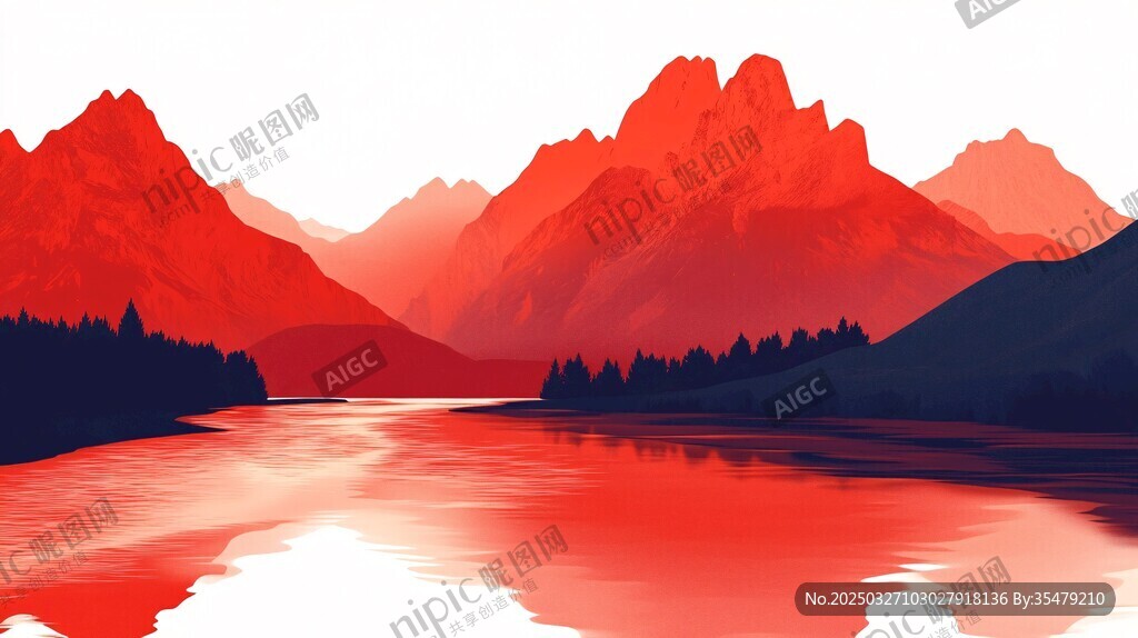 火紅山水間的靜謐風(fēng)光