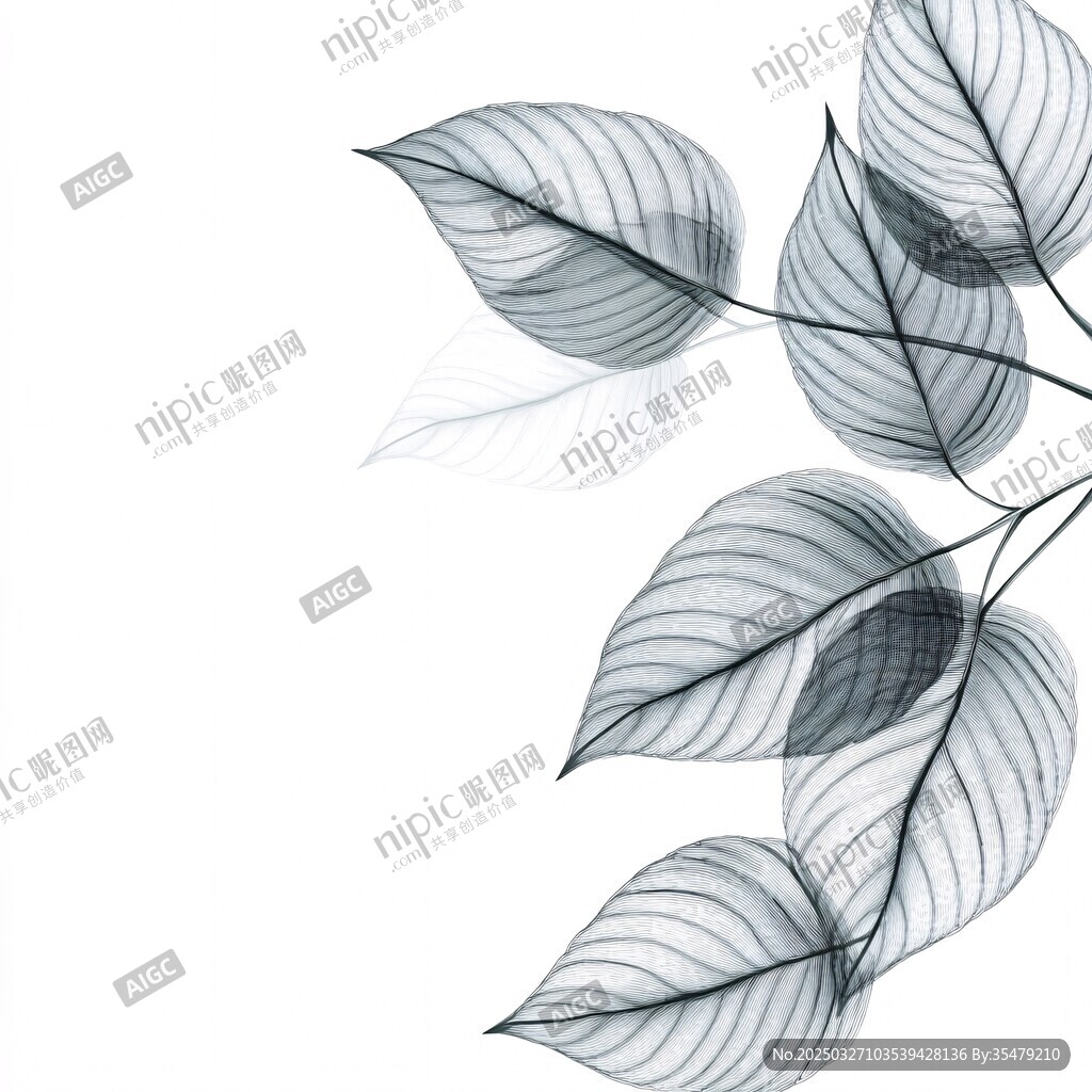 簡約葉脈藝術(shù)葉片插畫