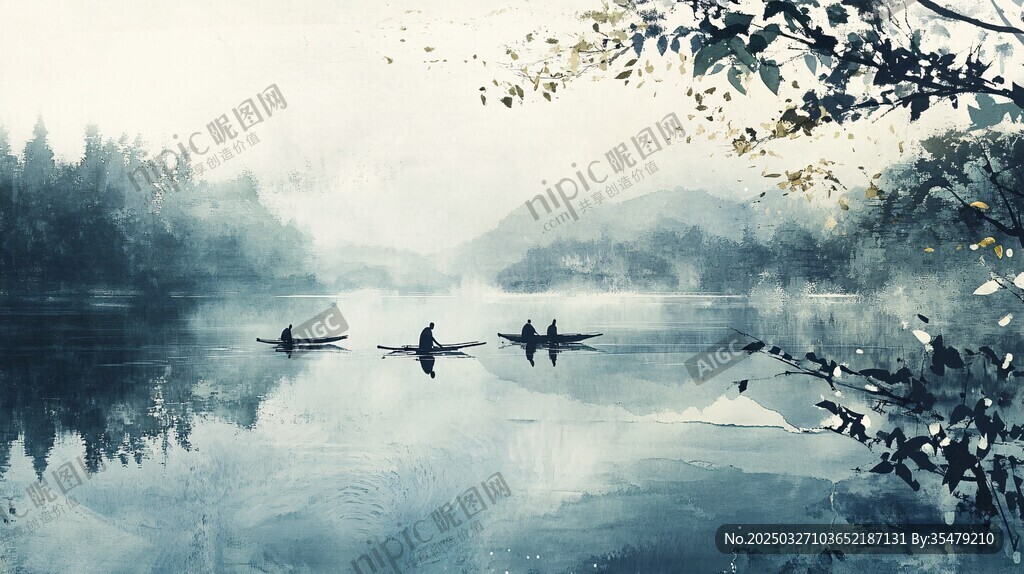 湖畔輕舟 悠然山水間
