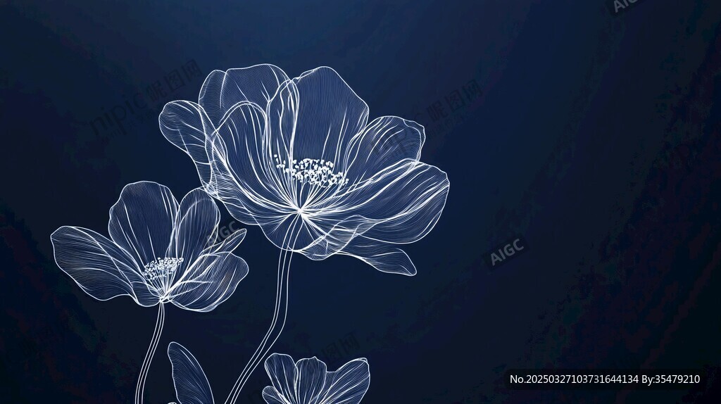 夢幻線條花朵背景圖