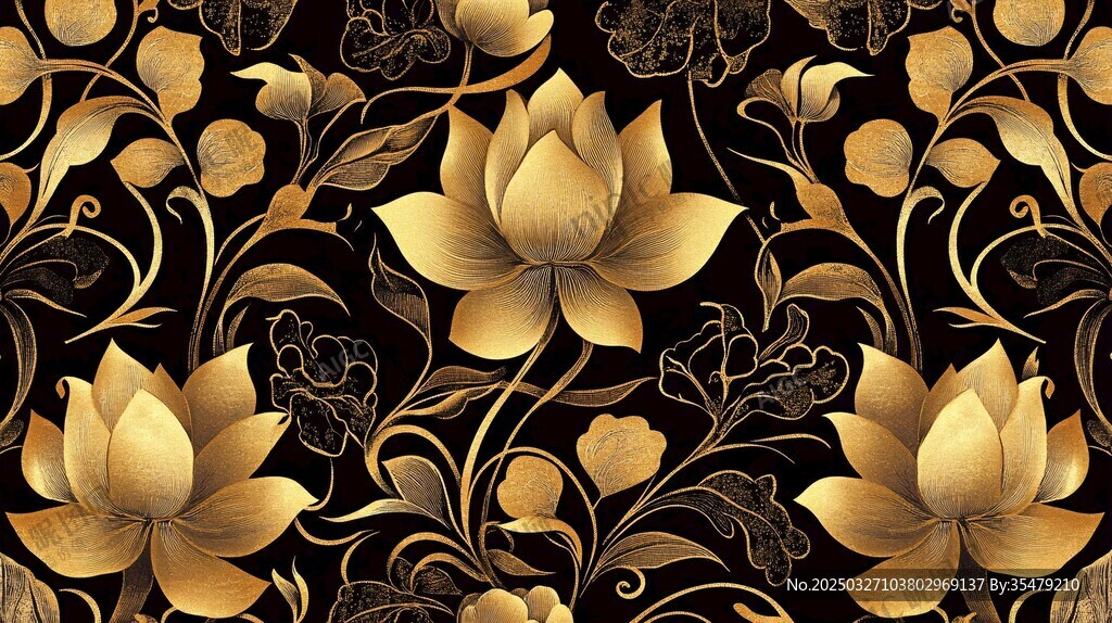金色蓮花花紋精美圖案