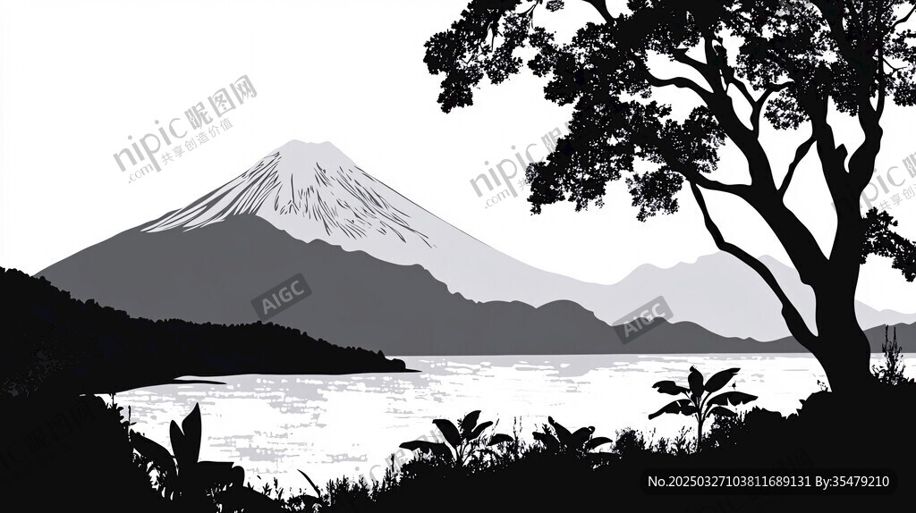 富士山湖畔的靜謐景致