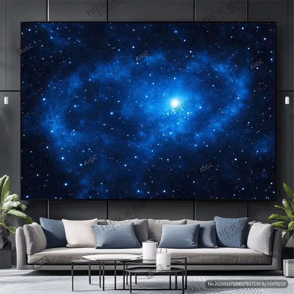夢(mèng)幻星空壁畫(huà)裝飾客廳空間