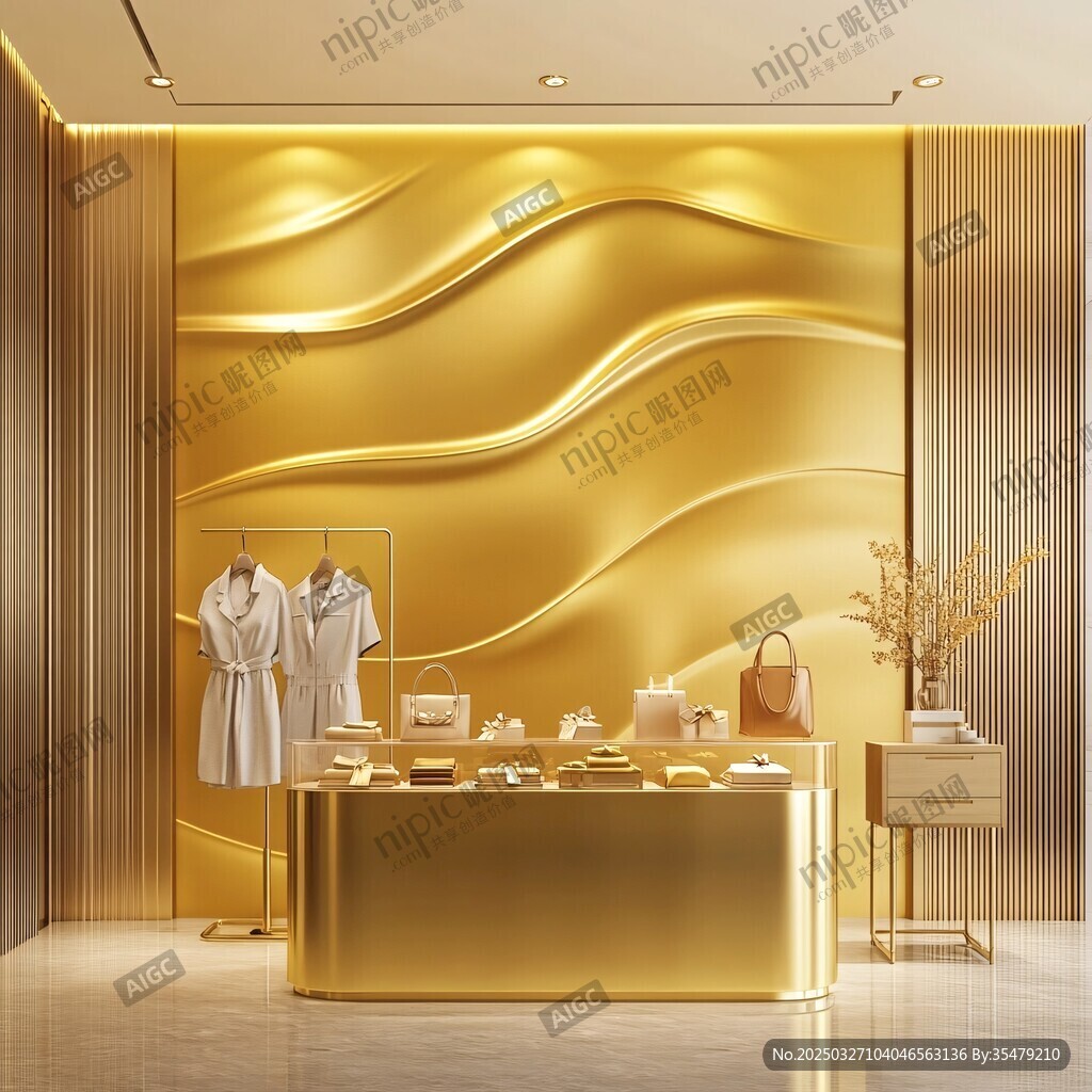 奢華金色時(shí)尚服飾展示空間