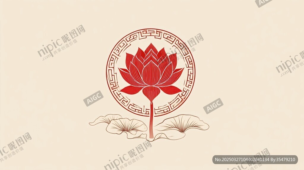 中式蓮花傳統紋飾圖案