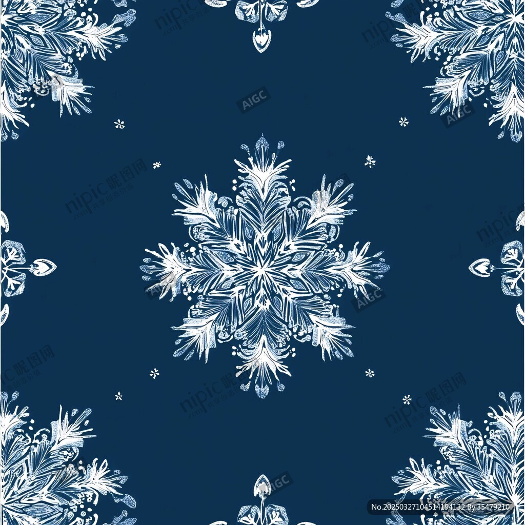 深藍背景精致雪花圖案