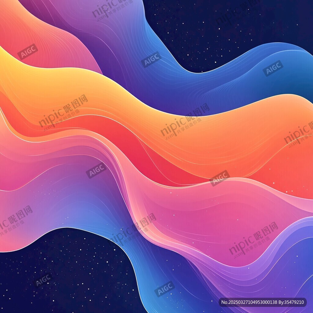 夢幻漸變流體波浪背景圖