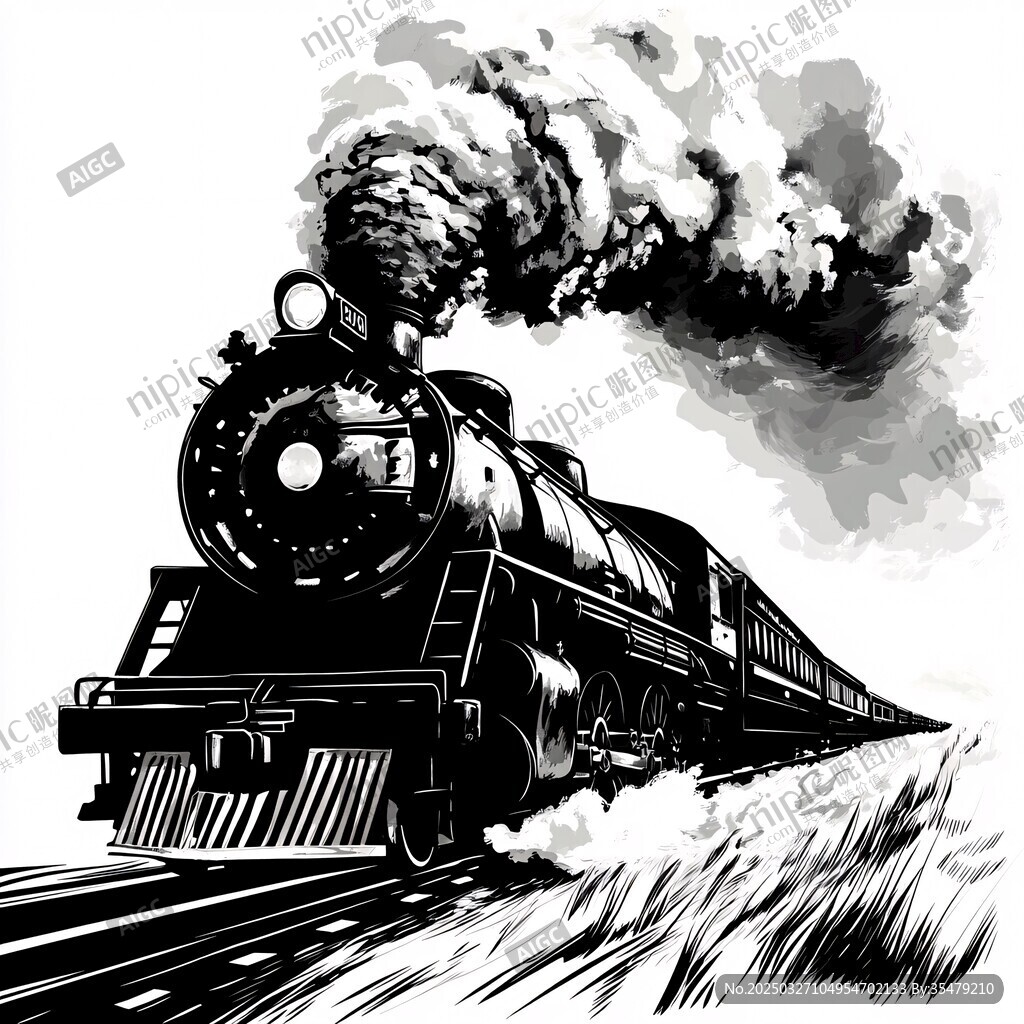 復古蒸汽火車馳騁在曠野