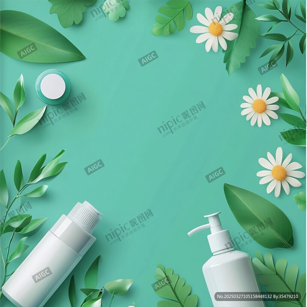 清新綠植環(huán)繞的護膚產(chǎn)品
