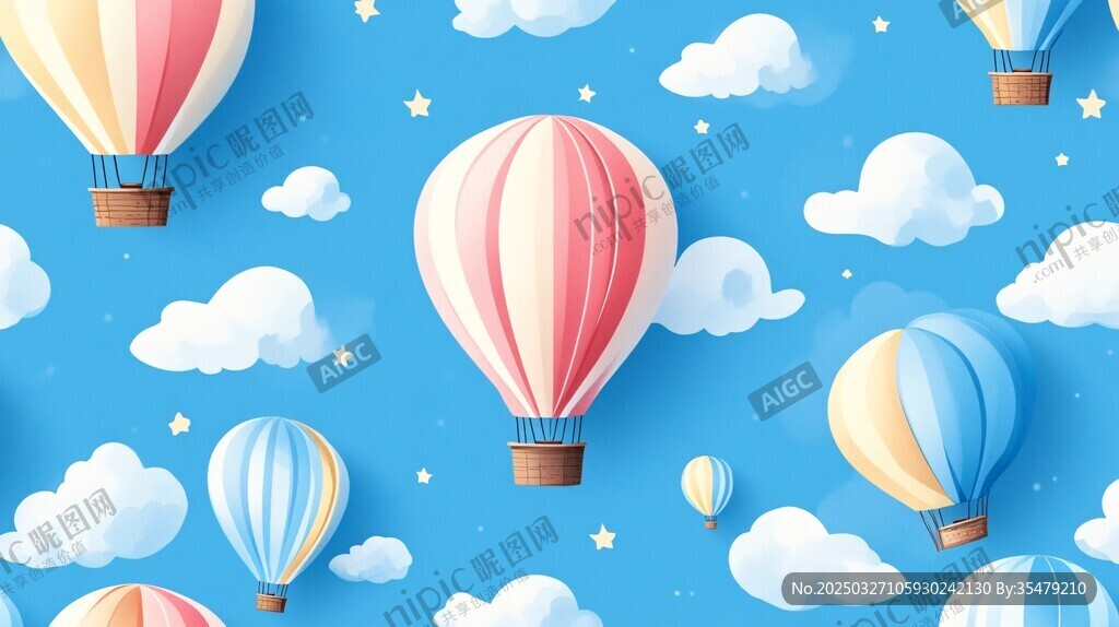 夢(mèng)幻藍(lán)空下的多彩熱氣球