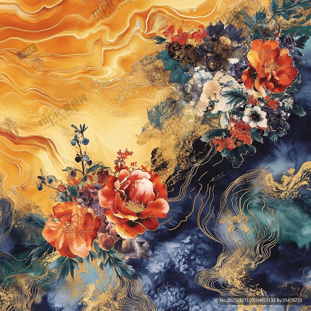 富貴繁花遇夢(mèng)幻金紋