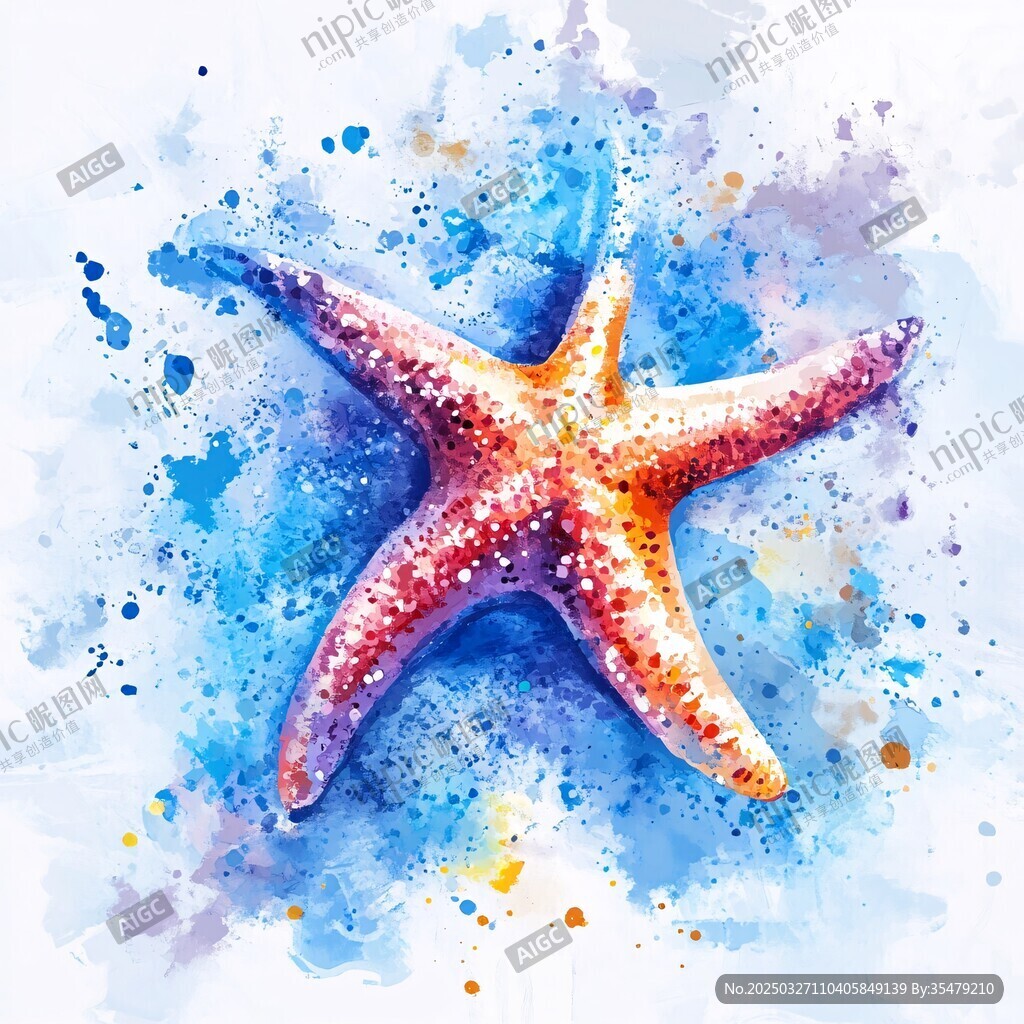水彩海星 夢幻海洋藝術之作