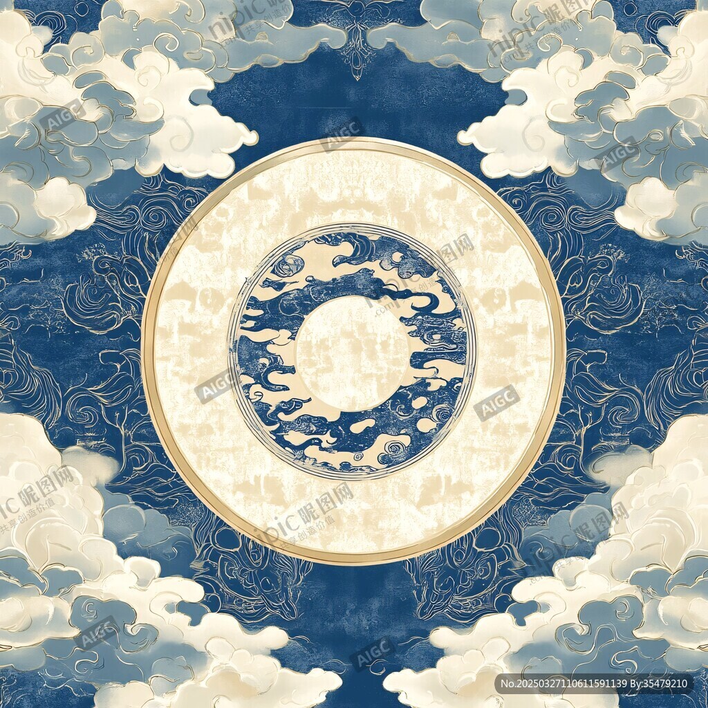 中式云紋圓紋精美圖案