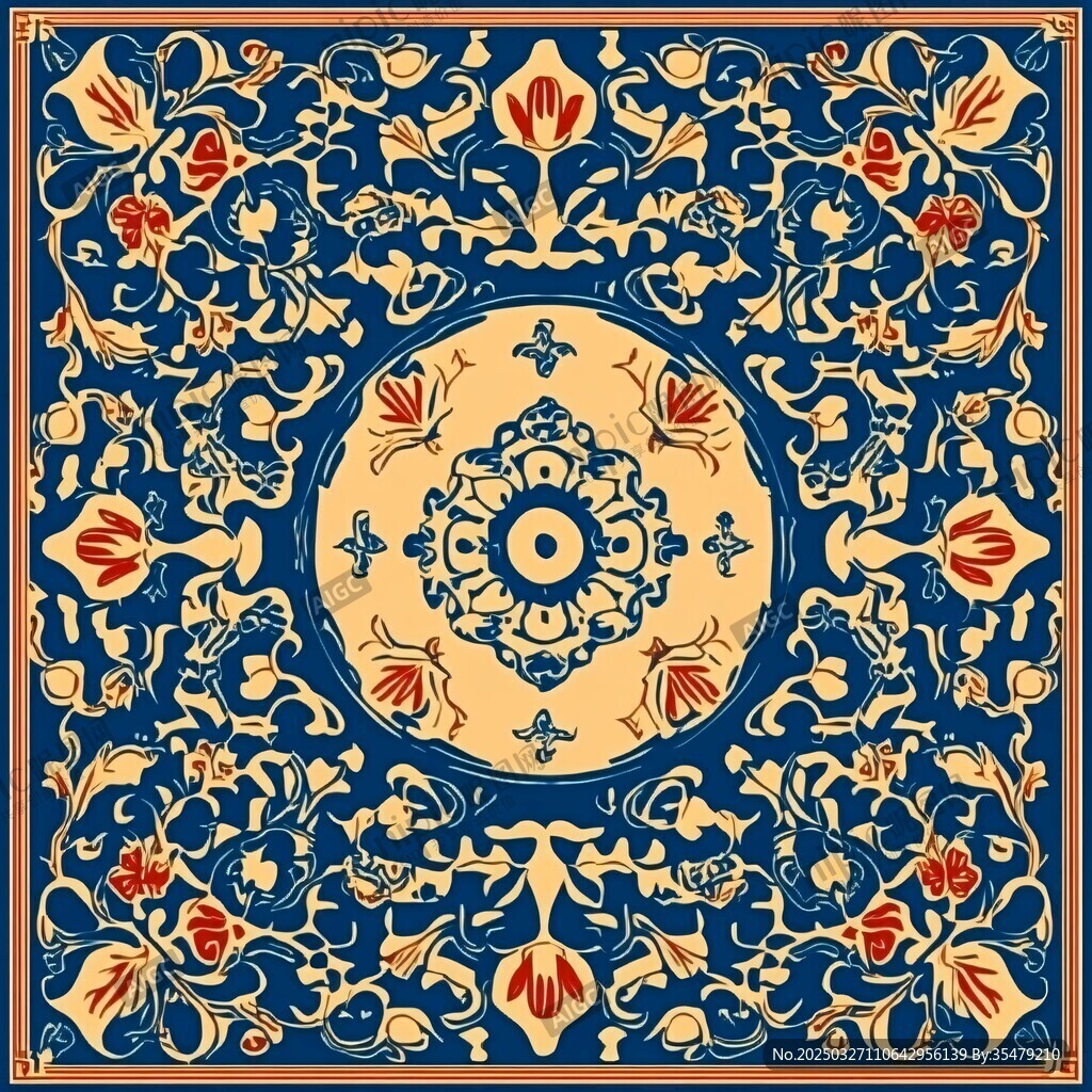 古典花卉幾何圖案裝飾紋樣