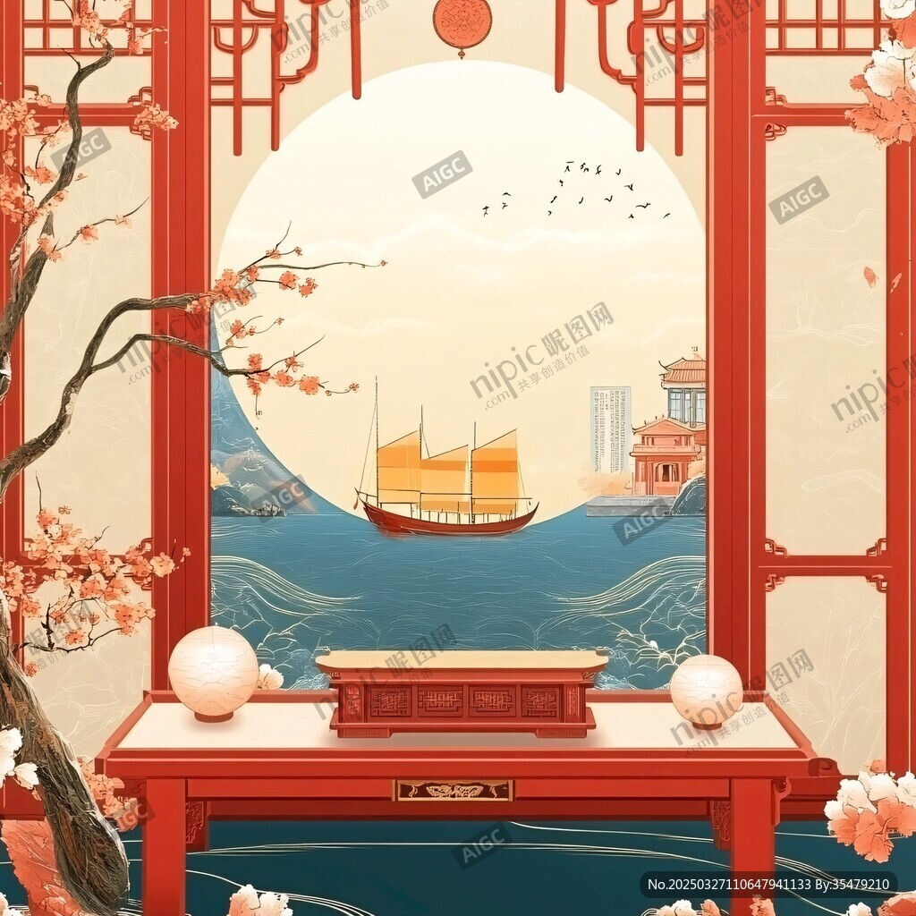 中式窗前賞景的雅致畫面