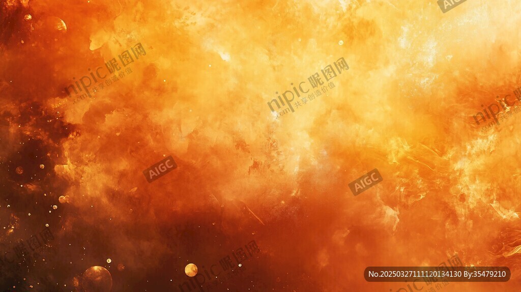 夢幻橙色星云宇宙背景圖