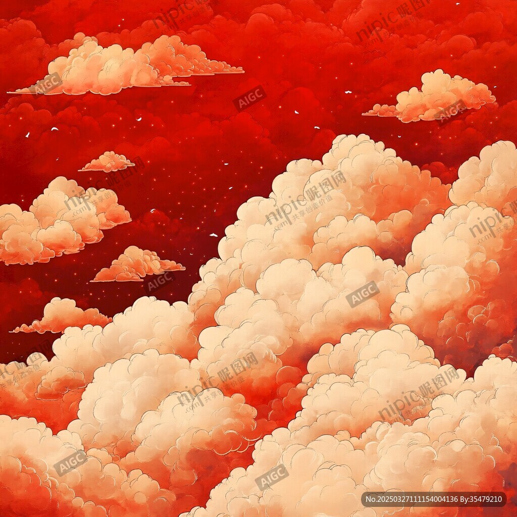 夢(mèng)幻紅色云海奇幻景象