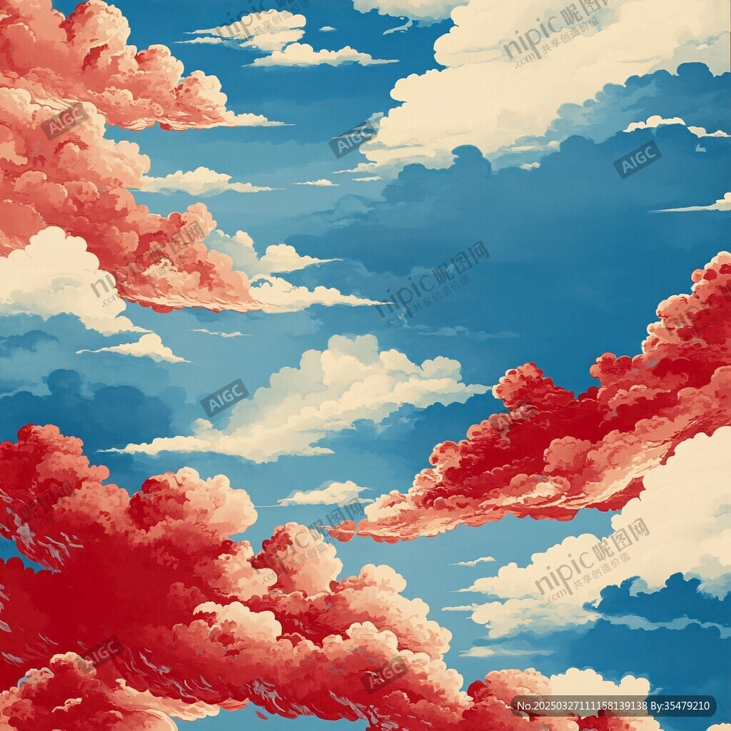 夢幻紅藍云彩天空景象