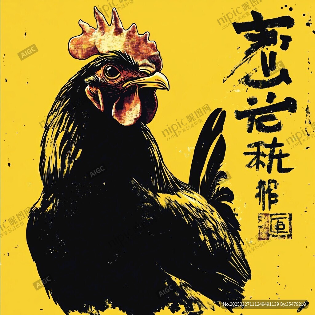 雄雞圖 中式藝術(shù)風(fēng)