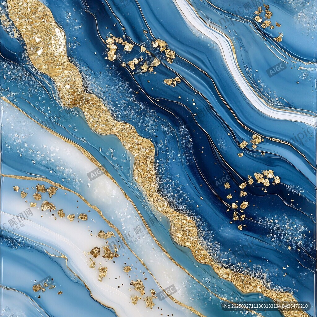 藍金流體藝術紋理圖案