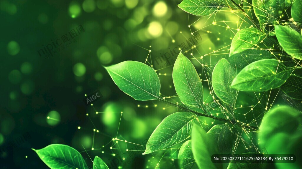 清新綠葉背景夢(mèng)幻光斑