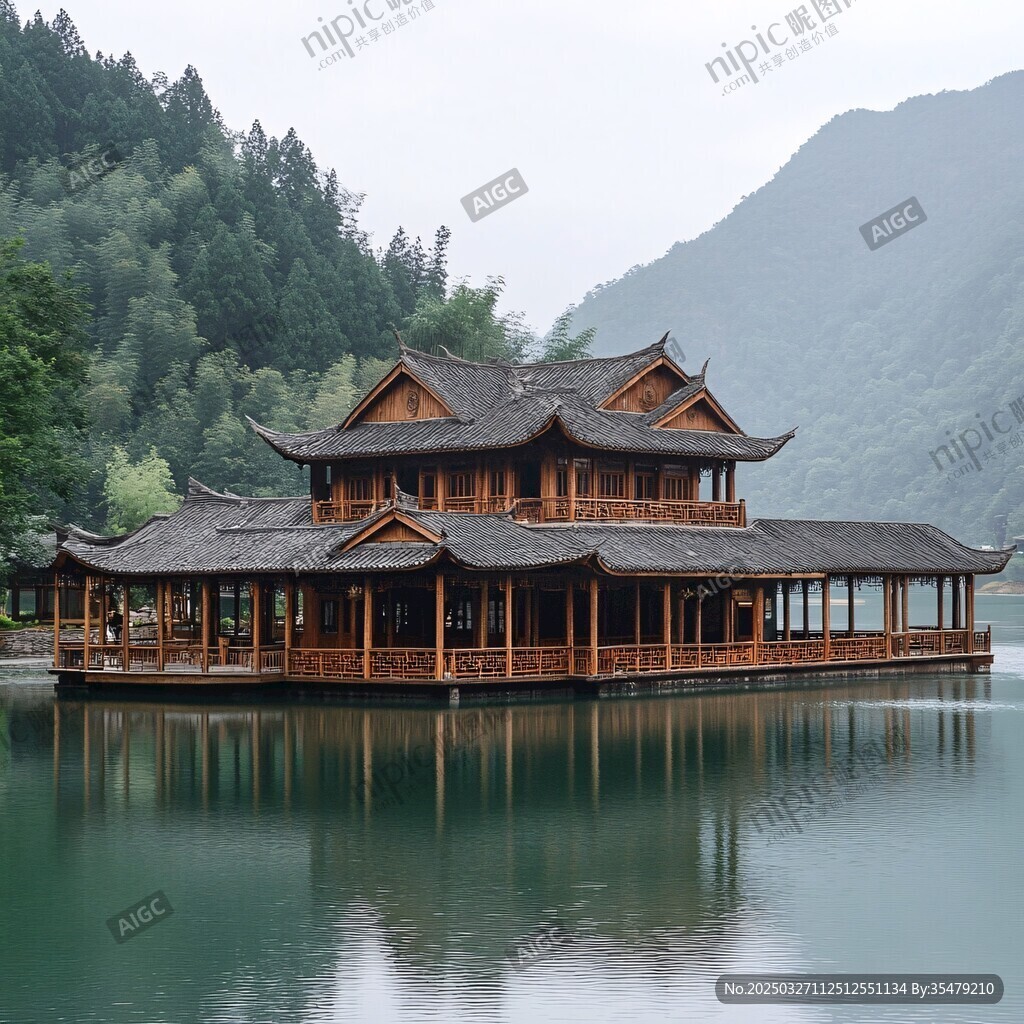 水上古建 湖山相映成趣