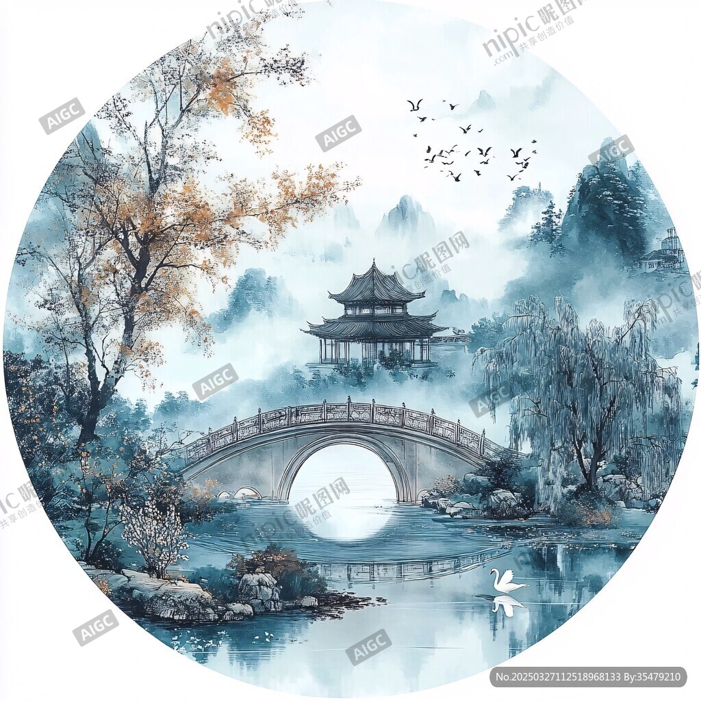 水墨江南山水景