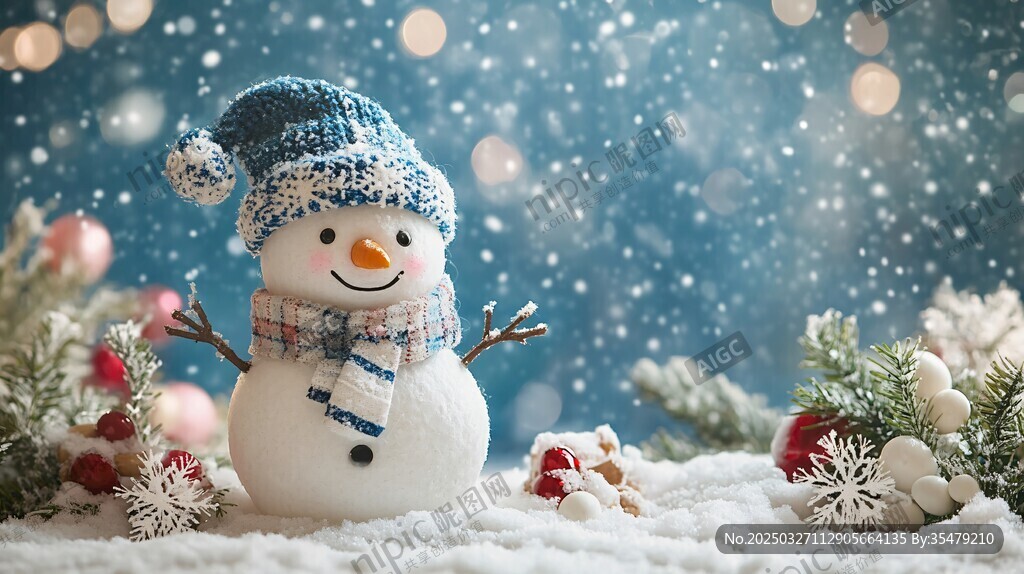 可愛(ài)雪人迎圣誕節(jié)日氛圍
