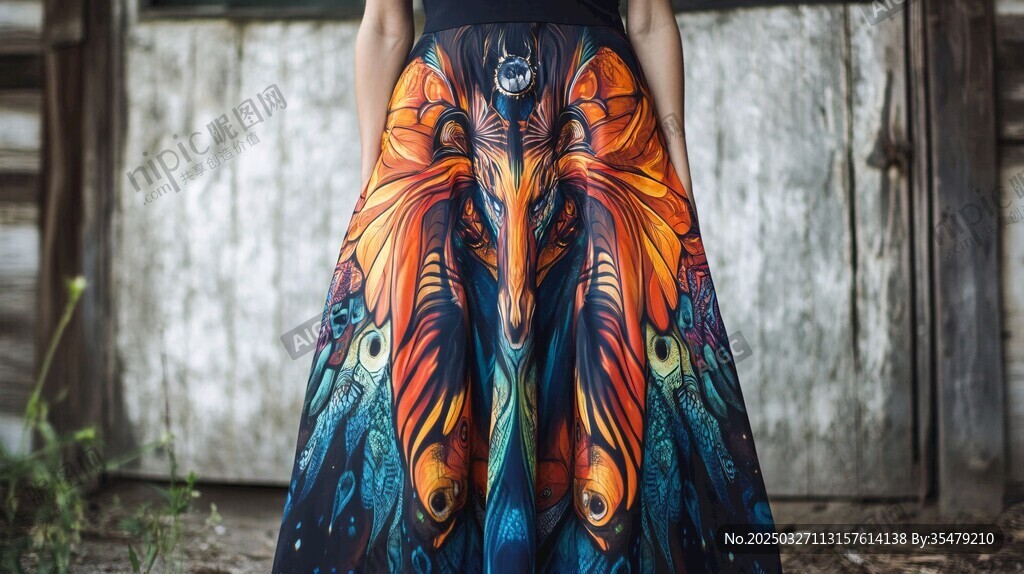 絢麗印花長裙展現(xiàn)獨(dú)特魅力