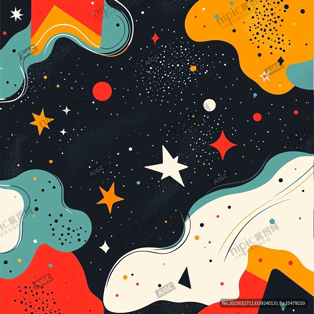夢幻宇宙抽象藝術插畫