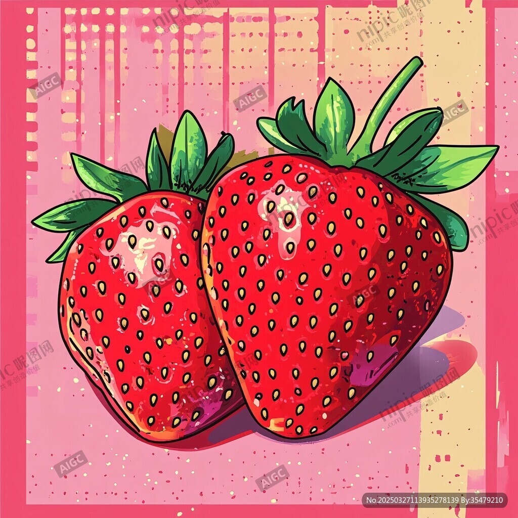 雙顆手繪風(fēng)草莓插畫