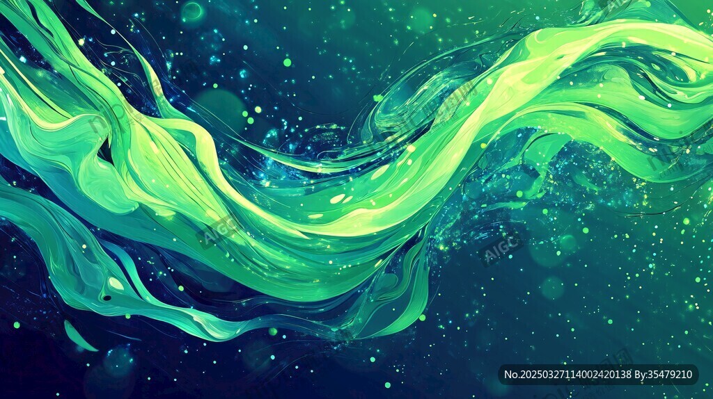 夢(mèng)幻綠波抽象流體背景圖