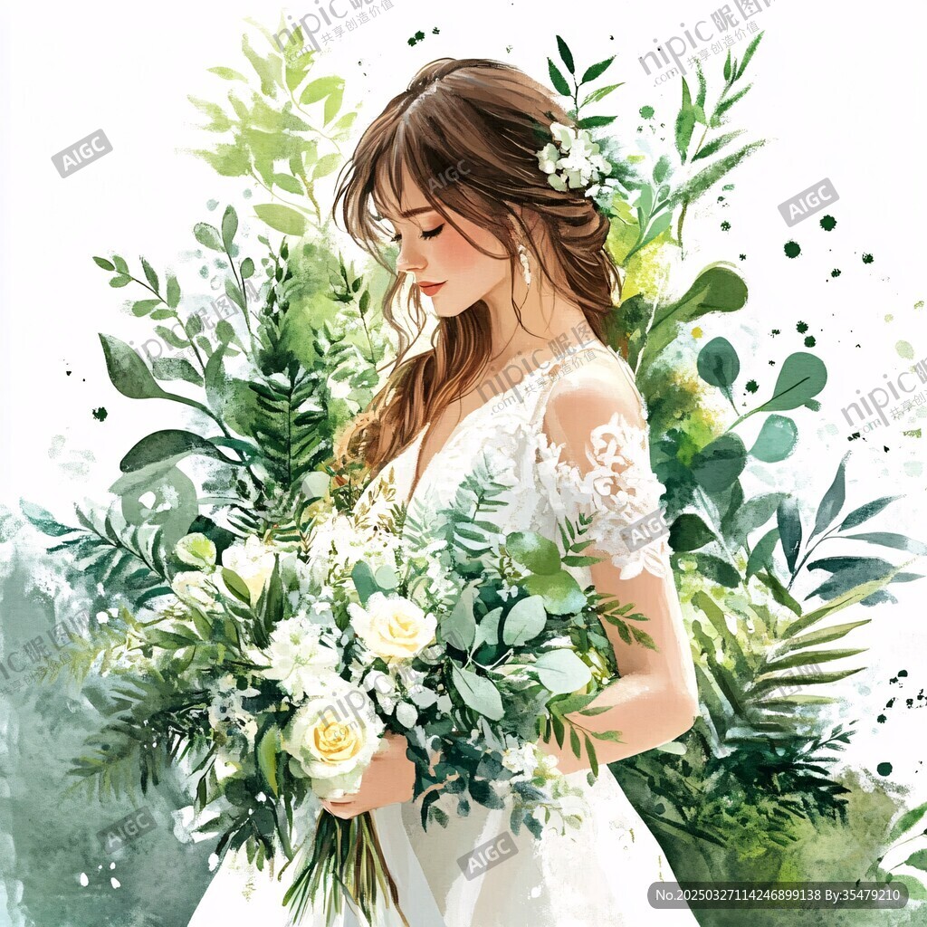 清新森系新娘與手捧花
