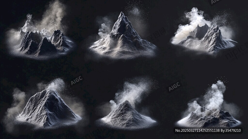 云霧繚繞的壯麗山峰組圖