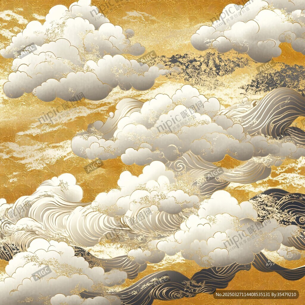 金色云海中式古典紋理圖
