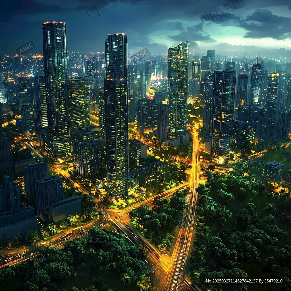 璀璨都市夜景俯瞰圖