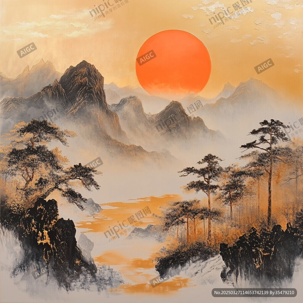 夕陽下的壯美山水畫卷