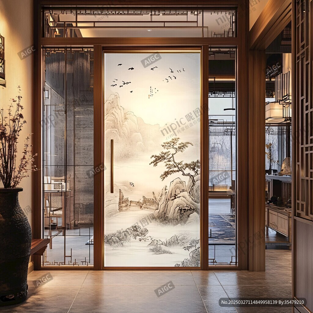 中式典雅入戶門藝術景致