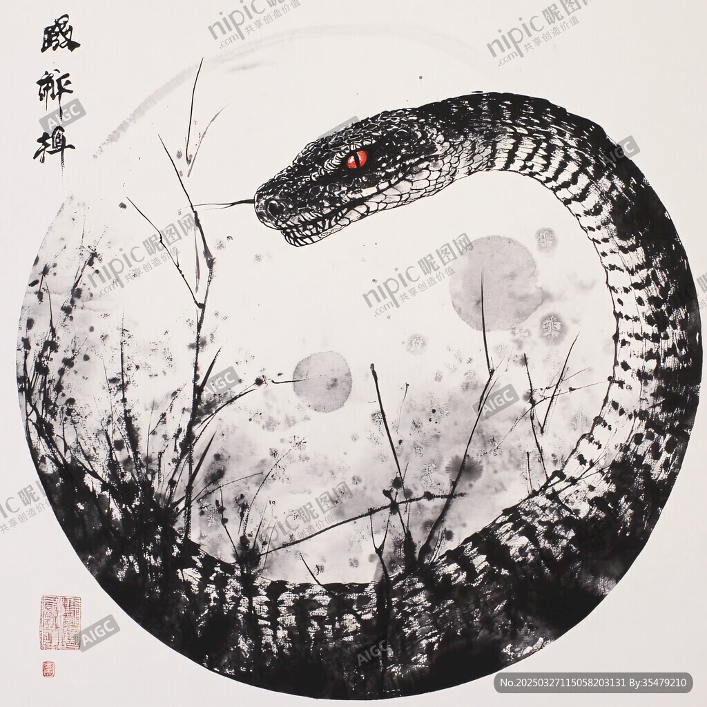 水墨靈蛇圖