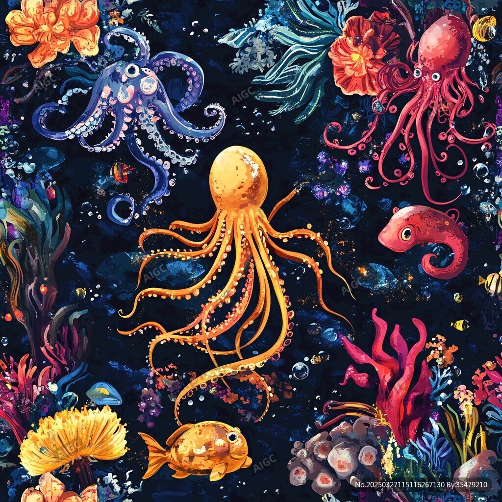 夢幻海底世界海洋生物繪景