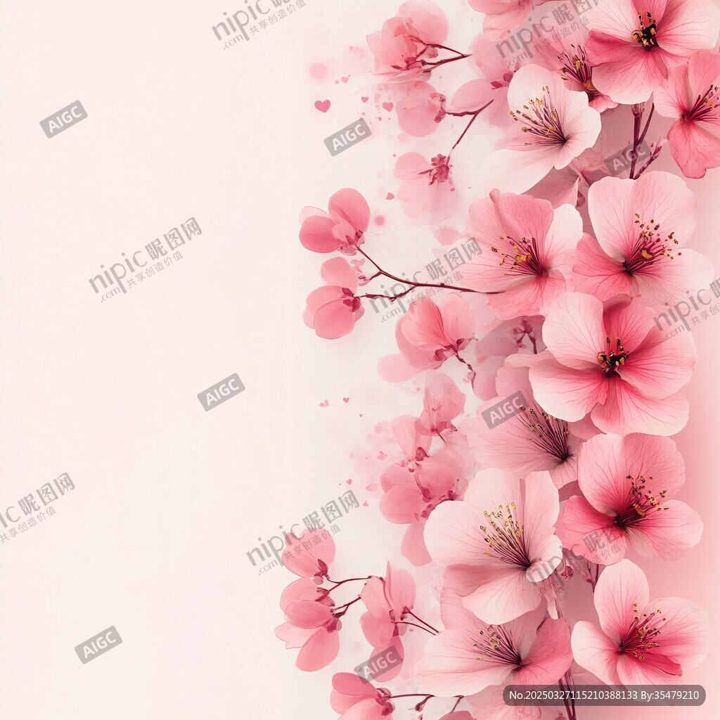 浪漫粉色櫻花背景圖