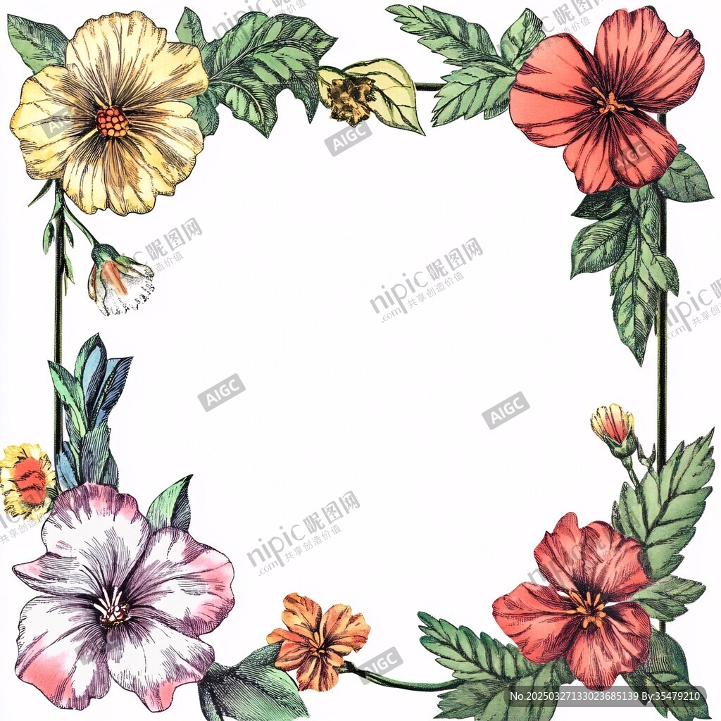 花卉邊框插畫