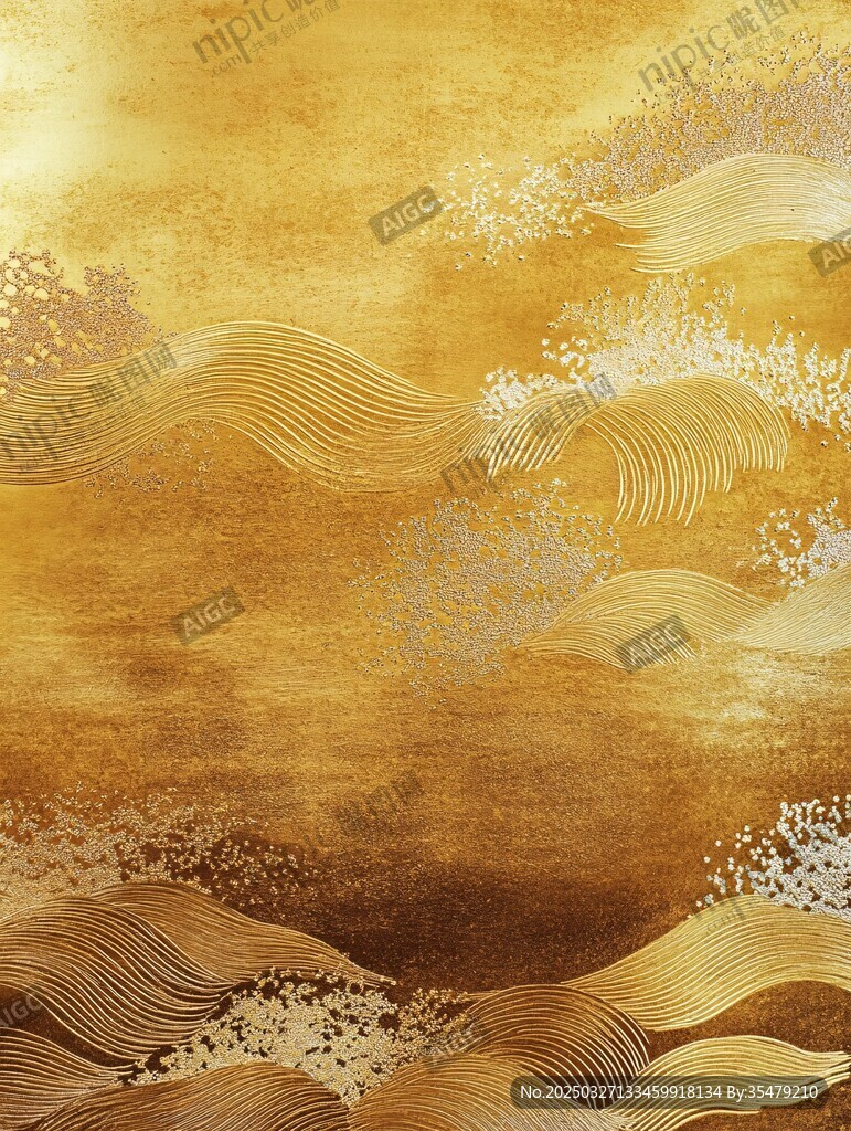 金色海浪紋理藝術背景圖