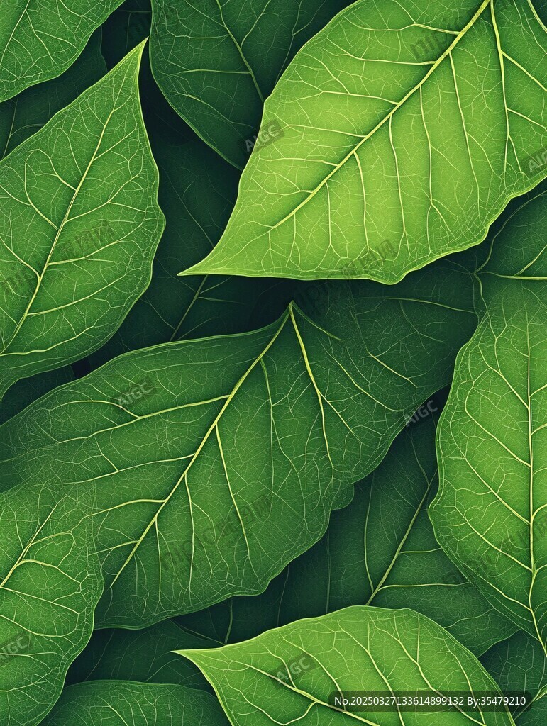 翠綠葉片的自然紋理畫面