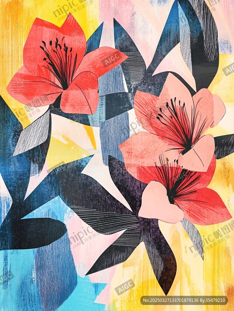 抽象花卉藝術(shù)畫作