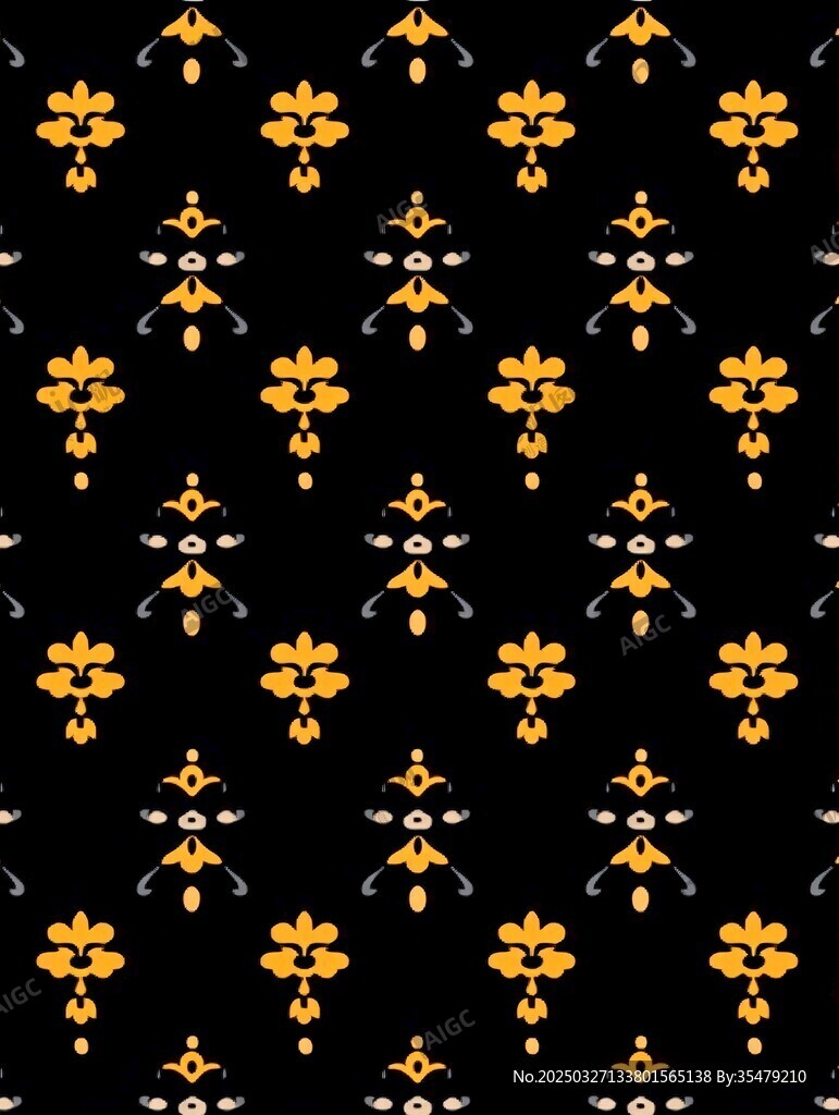 黑色底黃色花卉圖案紋理