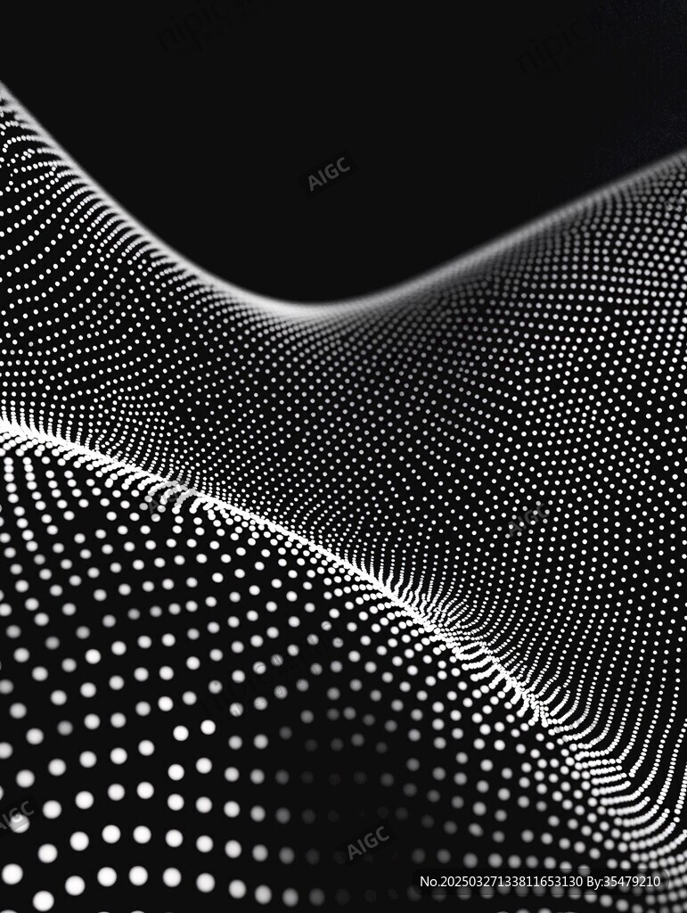黑白粒子構(gòu)成的動感曲線