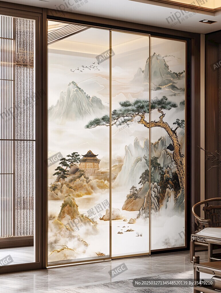 中式山水屏風(fēng) 雅致空間美