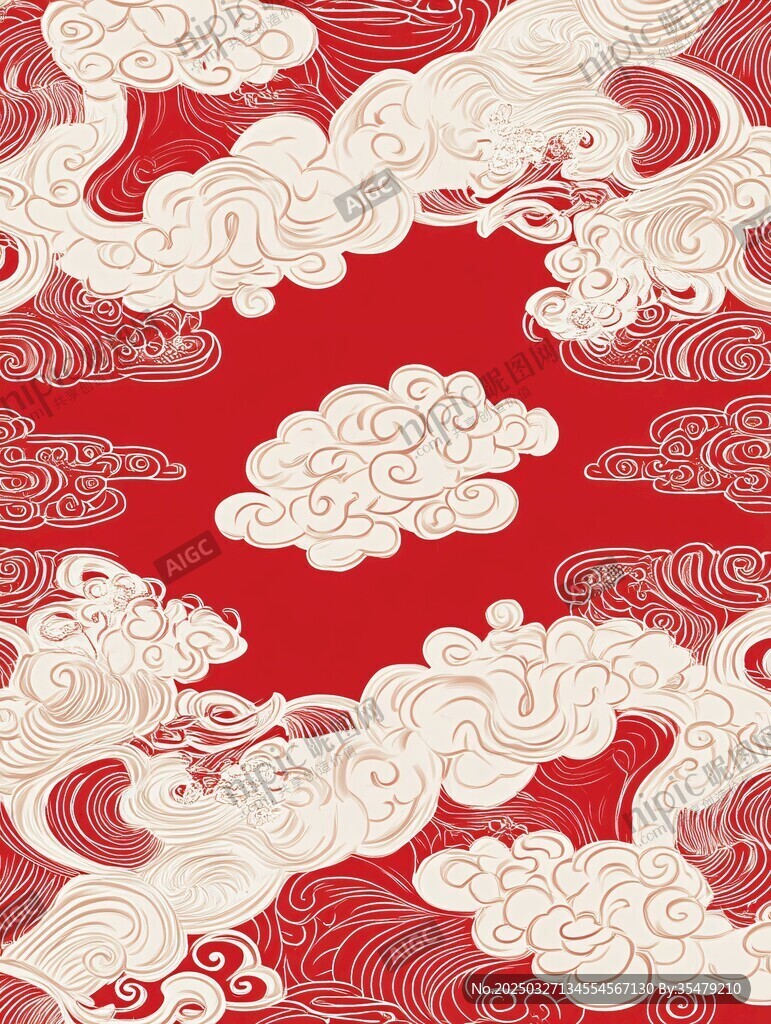 紅色祥云傳統(tǒng)圖案背景