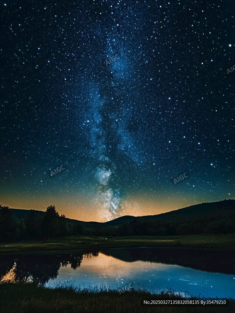 湖畔星空 夢幻銀河倒影美景